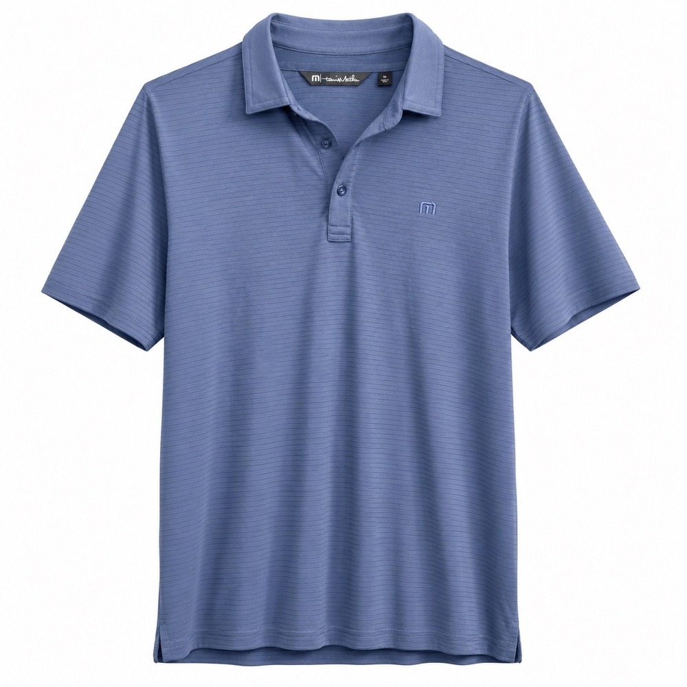 TravisMathew Polo Shirt Mens Medium Blue Performance Golf Casual Stretch